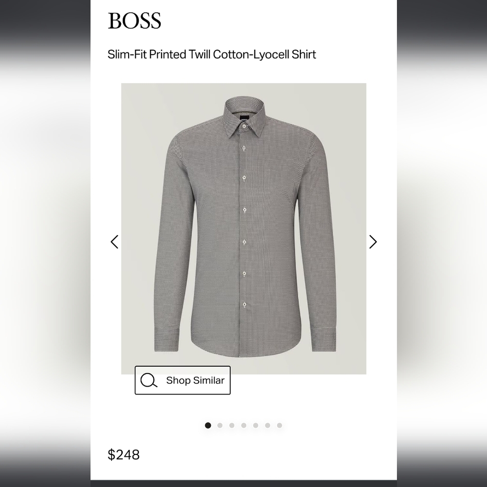 HUGO BOSS MEN'S LYOCEL LUXORY DRESS BUSINESS COLAR SHIRT DARK GRAY COLOR XL NWOT